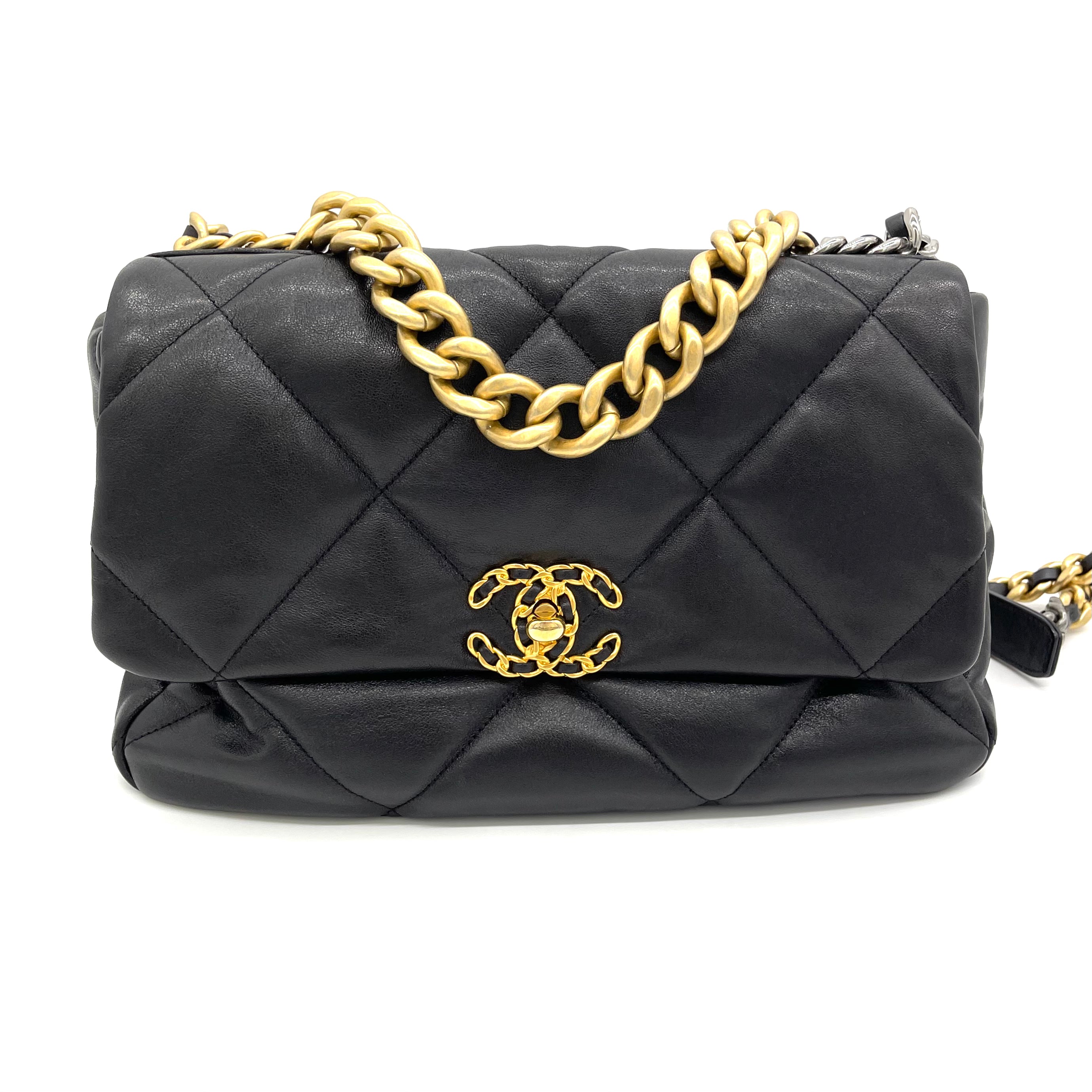 NEW Condition] CHANEL Lambskin Quilted Large Chanel 19 Flap Black –