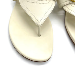 DIOR 30 MONTAIGNE Leather Thong Flat Sandals Slides Shoes Cream White Size 37