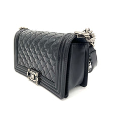 Chanel Black Quilted Patent Leather Medium Boy Bag