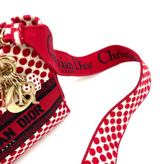 CHRISTIAN DIOR Canvas Medium DiorAmour Dots Lady D-Lite Red