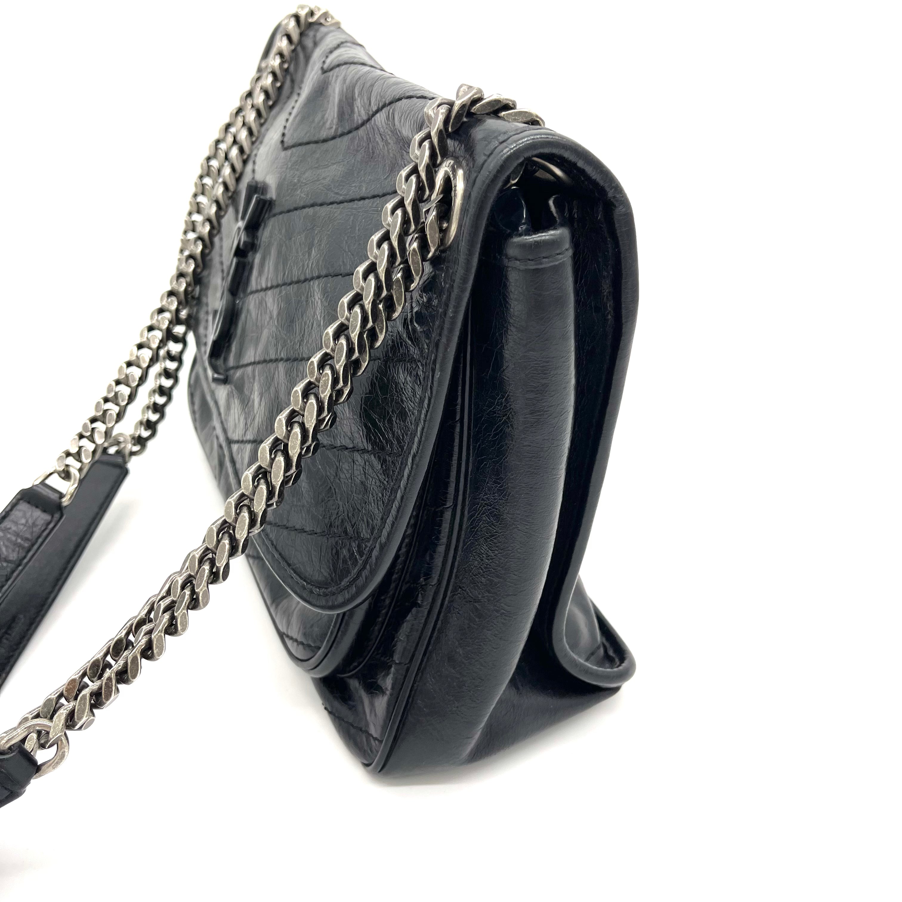 Shop Saint Laurent Niki Medium Chain Bag In Crinkled Vintage