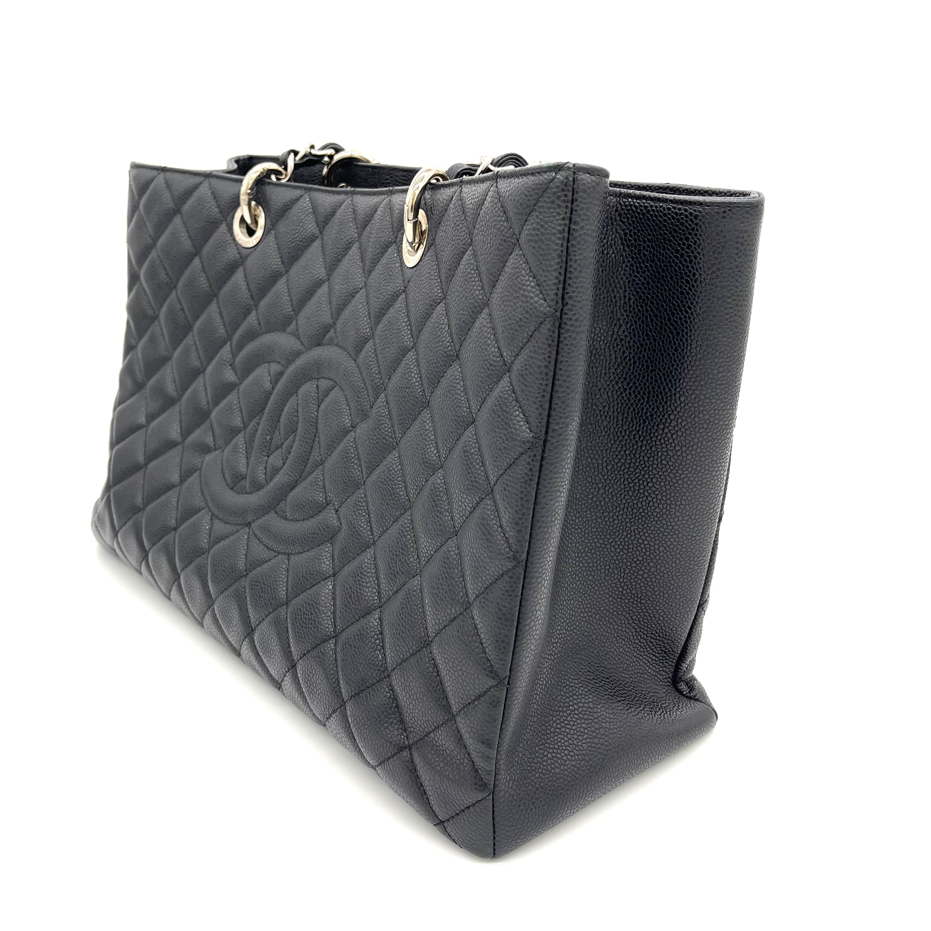 Chanel Grand Shopping Tote Quilted Caviar XL Black –
