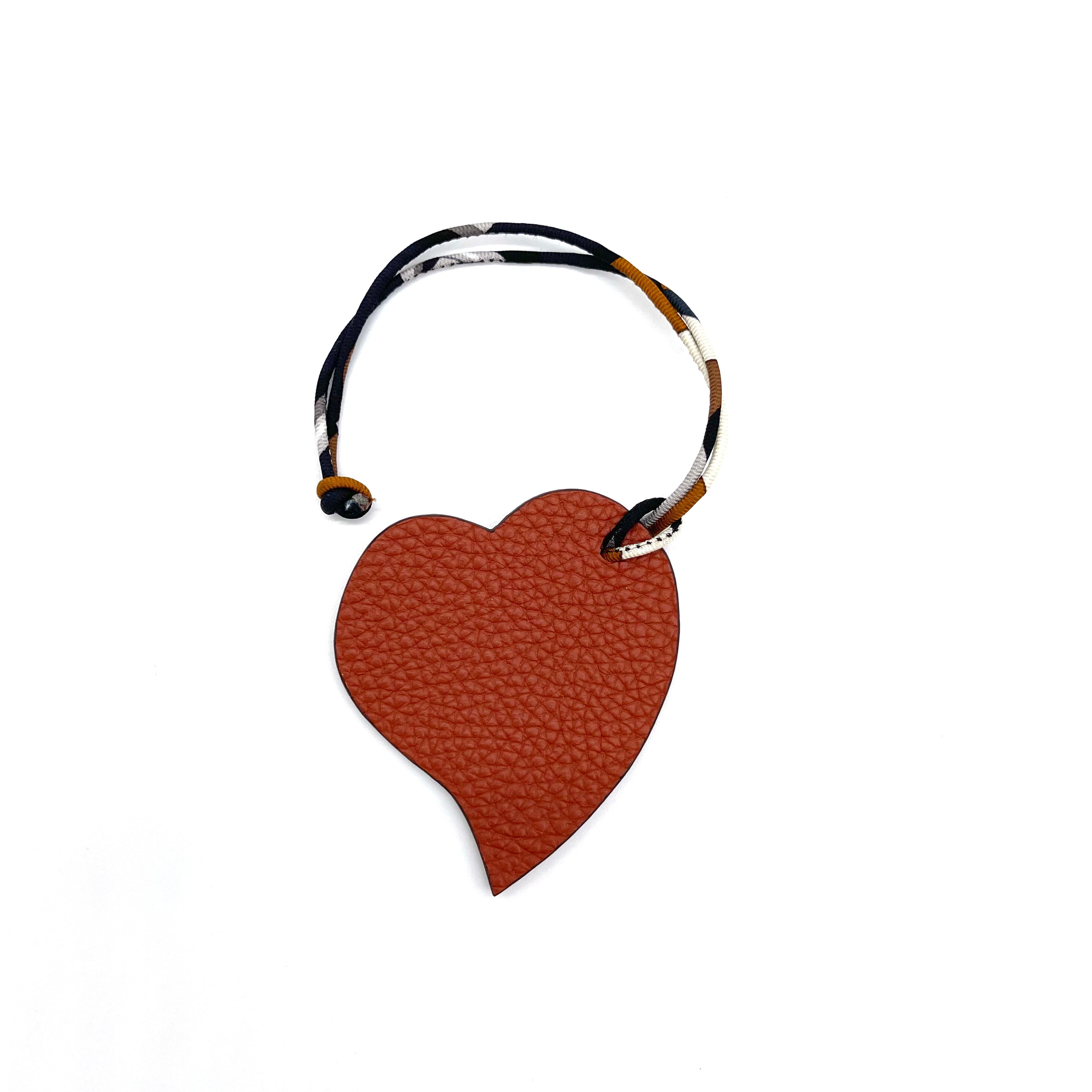 Hermes Heart Charm Red and Brown