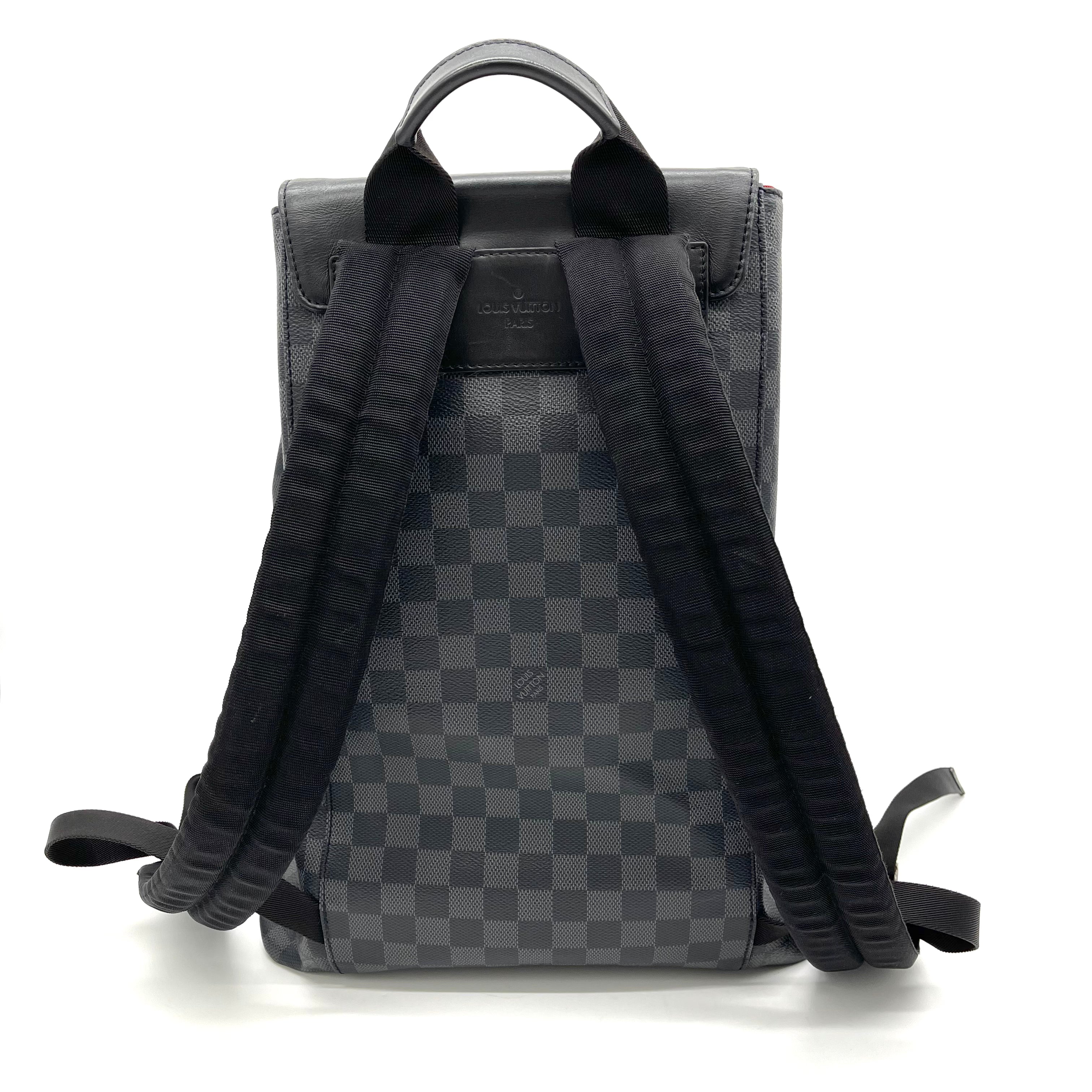 AUTHENTIC Men's Louis Vuitton Zack Backpack Damier Graphite Canvas Black  Leather