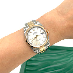Rolex Datejust 36 Rose Gold Silver Dial Fluted Bezel Watch 116231