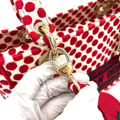 CHRISTIAN DIOR Canvas Medium DiorAmour Dots Lady D-Lite Red