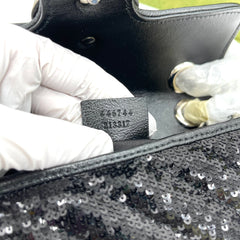 [Brand New]GUCCI Sequin Matelasse Mini GG Marmont Shoulder Bag Black