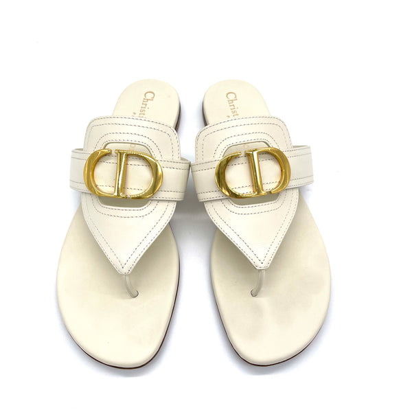 New DIOR 30 MONTAIGNE Leather Thong Flat Sandals Slides Shoes