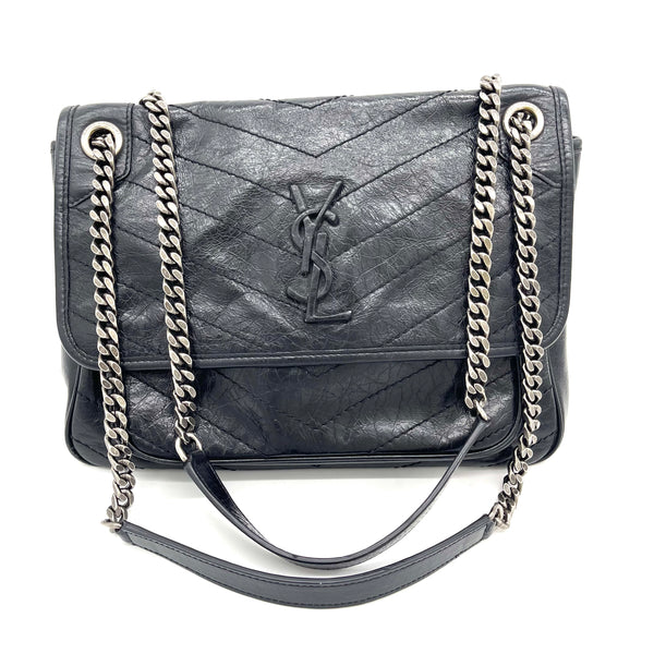 At Auction: Saint Laurent Medium Niki Chain Bag in Beige Crinkled