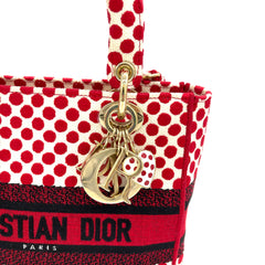 CHRISTIAN DIOR Canvas Medium DiorAmour Dots Lady D-Lite Red