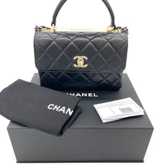 CHANEL Lambskin Quilted Small Trendy CC Chain Dual Handle Flap Bag Black  1292837