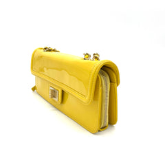 [NEW CONDITION]CHANEL Yellow Patent Leather East West Flap Bag
