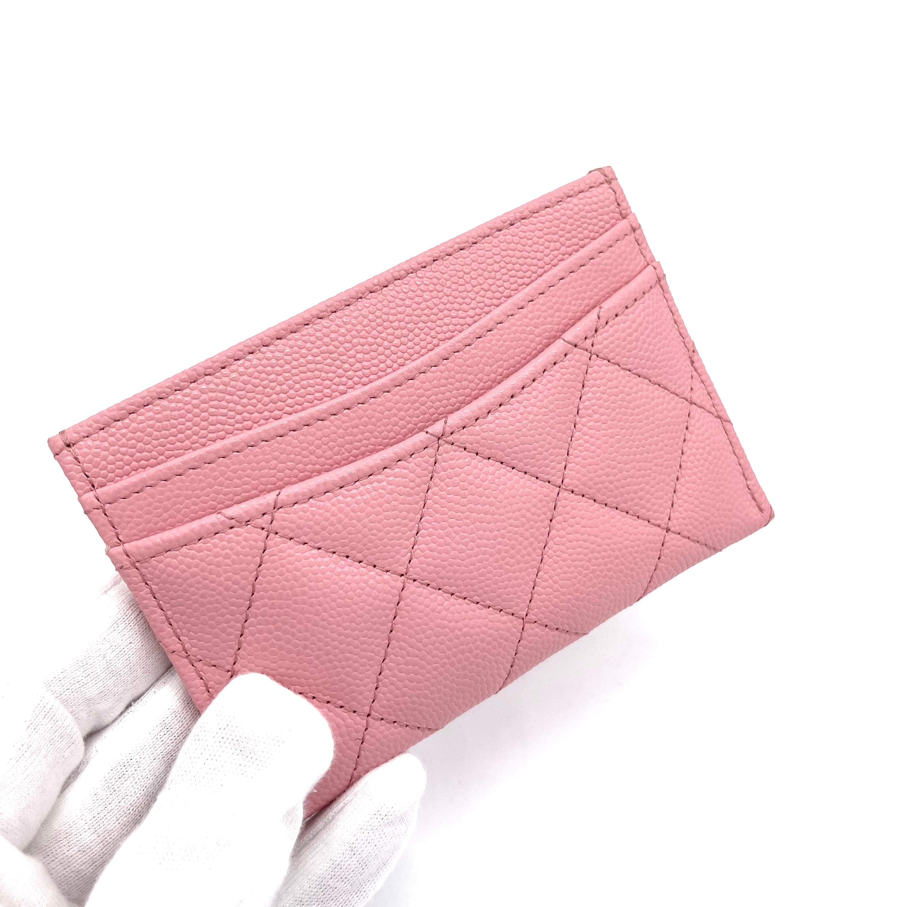 신제품 샤넬 캐비어 퀼팅 카드 홀더 핑크