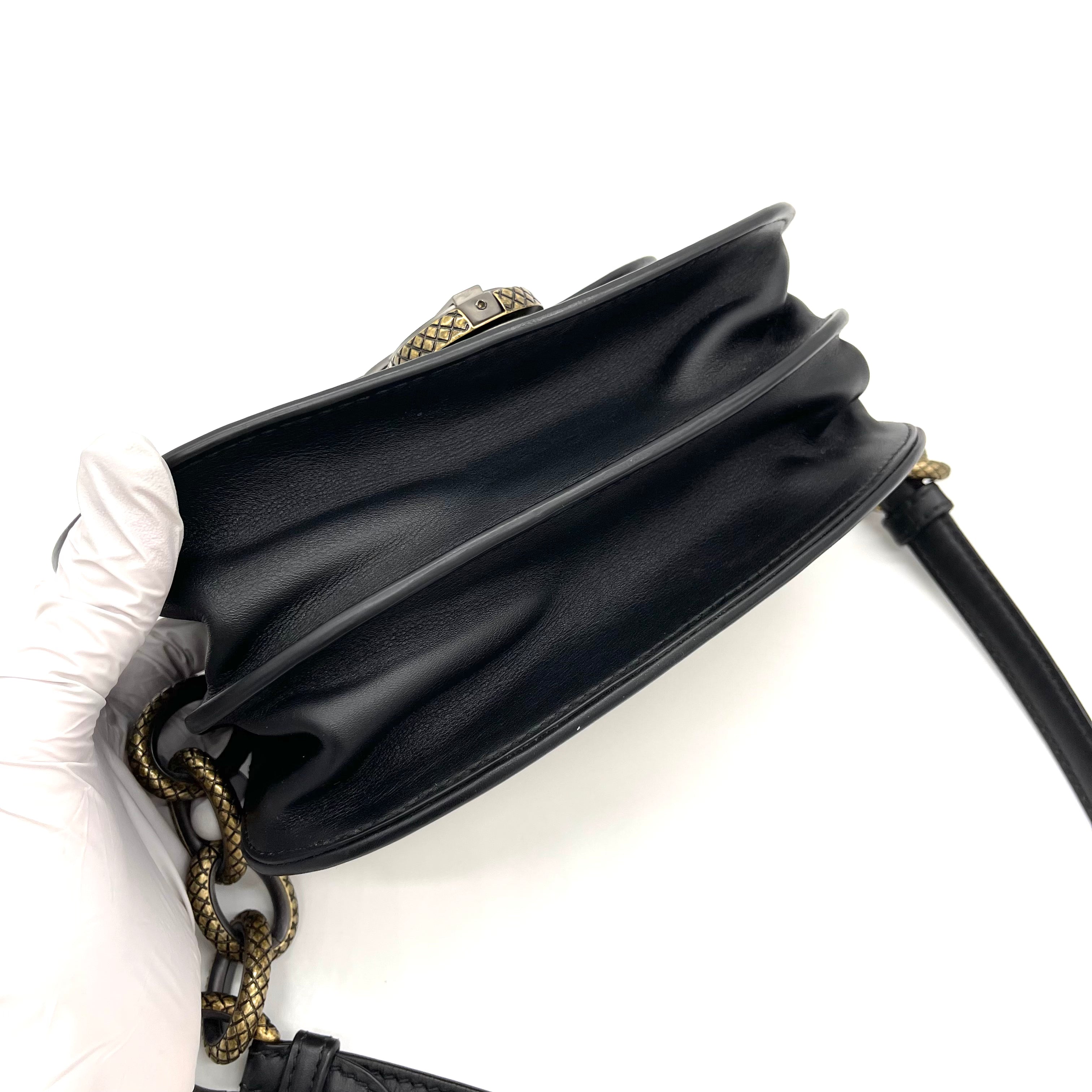 [SALE]BOTTEGA VENETA Calfskin Pony Hair Leopard Print Umbria Bag Black
