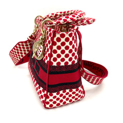 CHRISTIAN DIOR Canvas Medium DiorAmour Dots Lady D-Lite Red