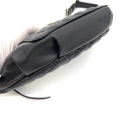 CHANEL Lambskin Bi Quilted Waist Bag Fanny Pack Black