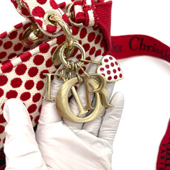 CHRISTIAN DIOR Canvas Medium DiorAmour Dots Lady D-Lite Red
