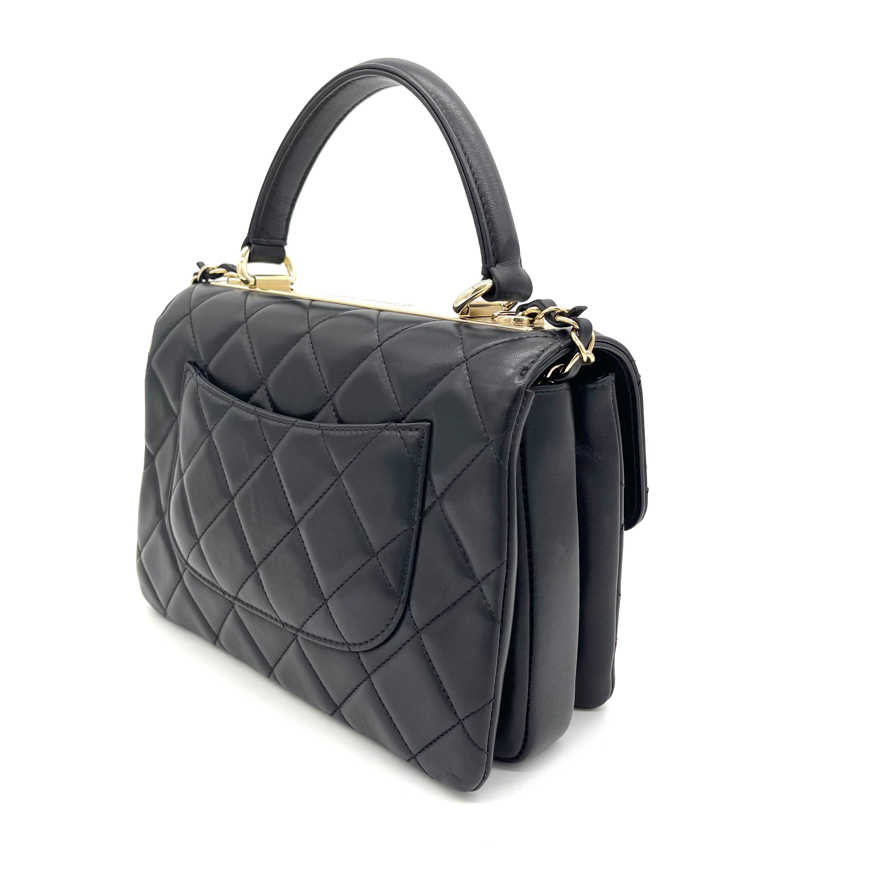 Chanel Lambskin Quilted Small Trendy CC Dual Handle Flap Bag Black