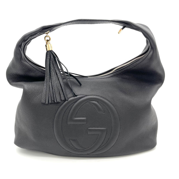 Gucci Soho Pebbled Hobo Bag Black