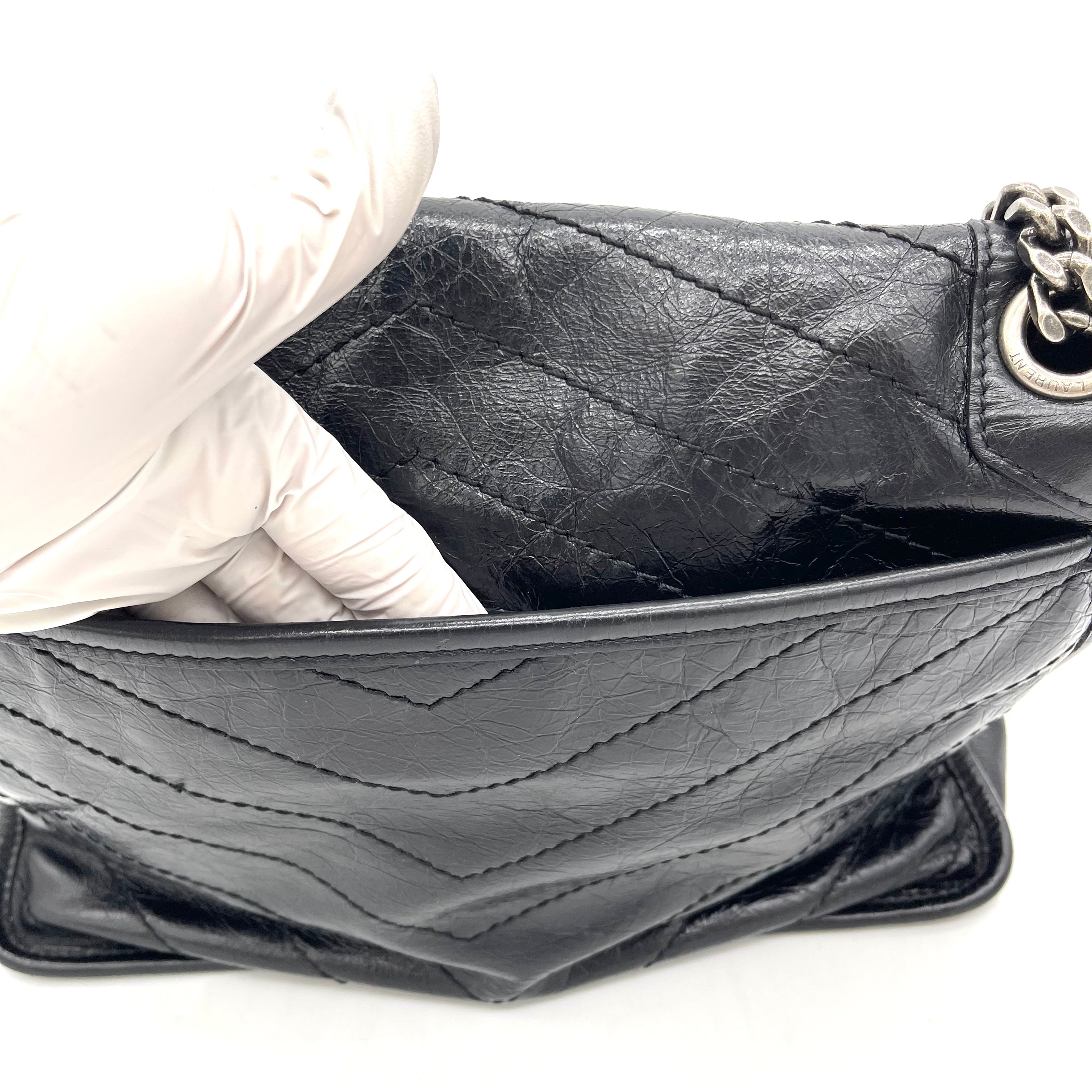 At Auction: Saint Laurent Medium Niki Chain Bag in Beige Crinkled