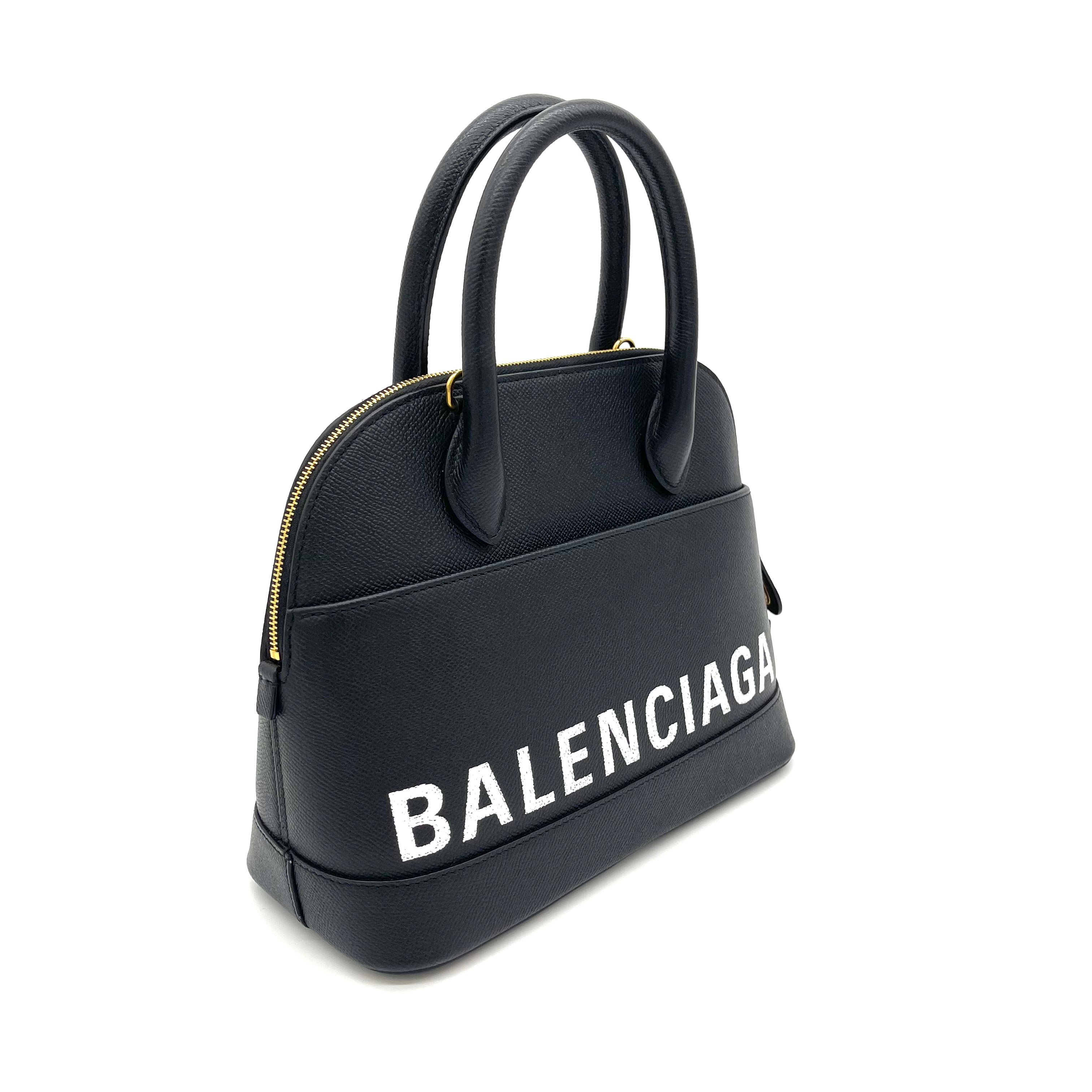 BALENCIAGA Ville Small Logo Calfskin Top-Handle Bag