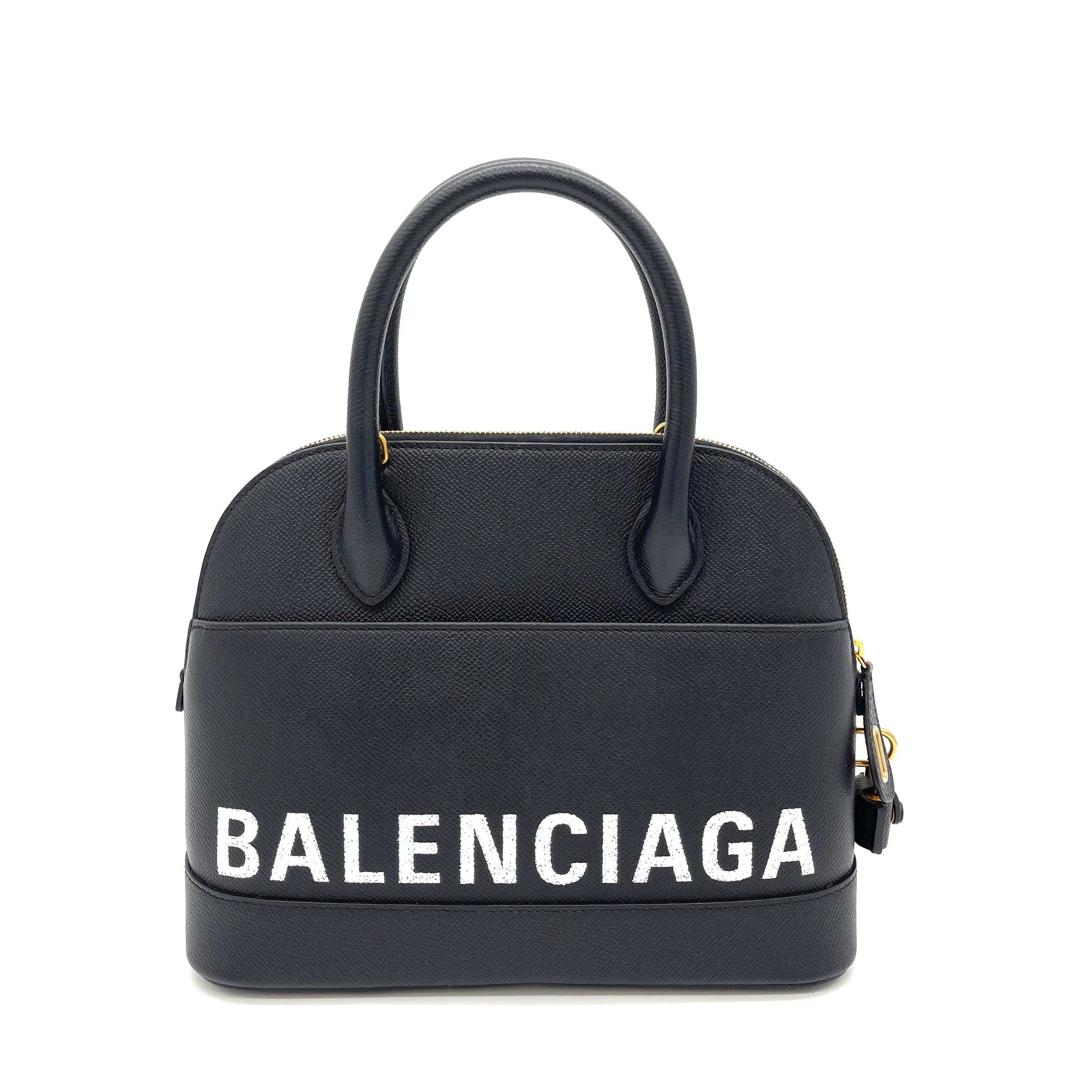 BALENCIAGA Ville Small Logo Calfskin Top-Handle Bag