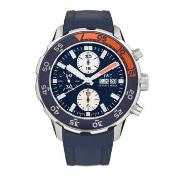 IWC Stainless Steel Rubber 44mm Aquatimer Chronograph Automatic Watch Blue IW376704