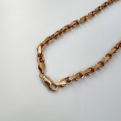 14K Solid Rose Gold Hollow Chain Link Necklace 11.75" [14K Solid Gold ]