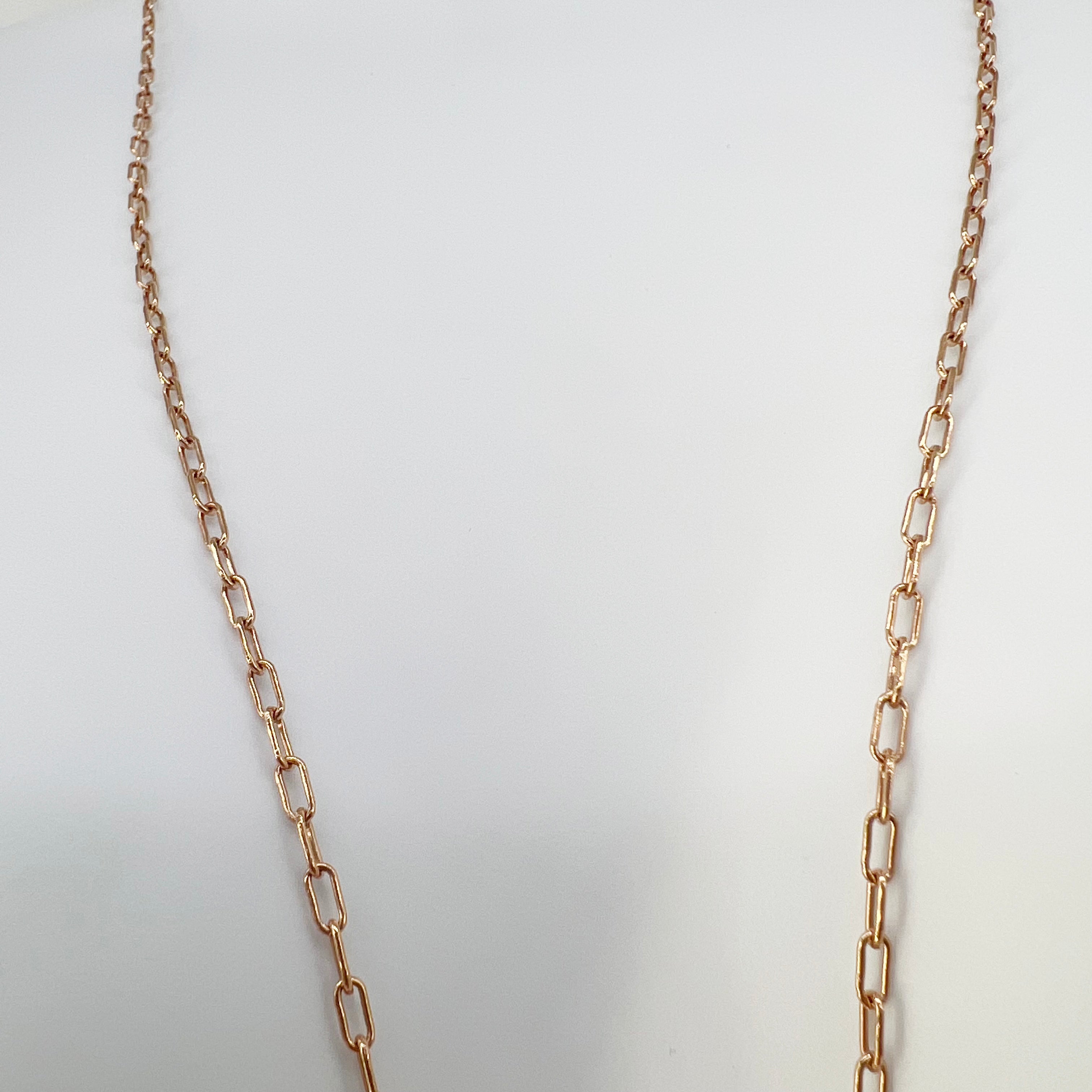 14K Solid Rose Gold Open Link Chain Necklace 14.5" [14K Solid Gold ]