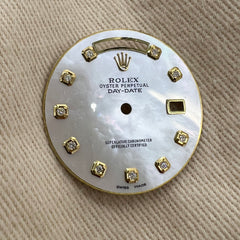 Rolex Oyster Perpetual Day-Date Pearl 10pt Diamond With Gold Border/ Date Ref 18038 Watch Dial 36mm