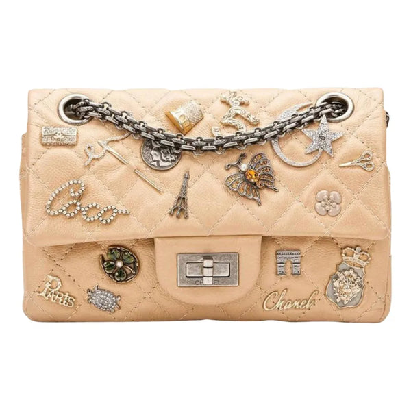 2014 Chanel Gold Aged Calfskin Lucky Charms 2.55 Reissue 224 Double Fl –