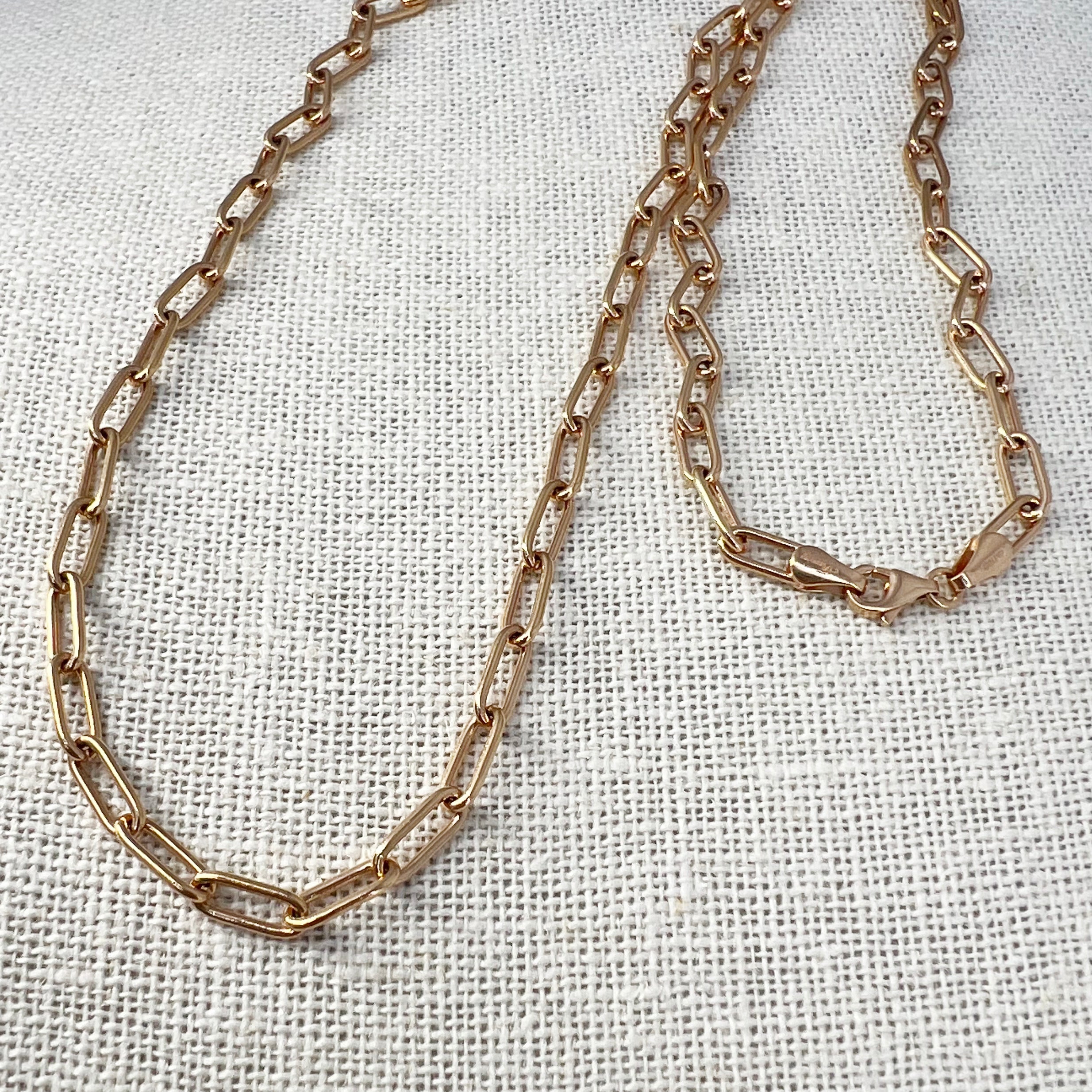 14K Solid Rose Gold Open Link Chain Necklace 11.5" [14K Solid Gold ]