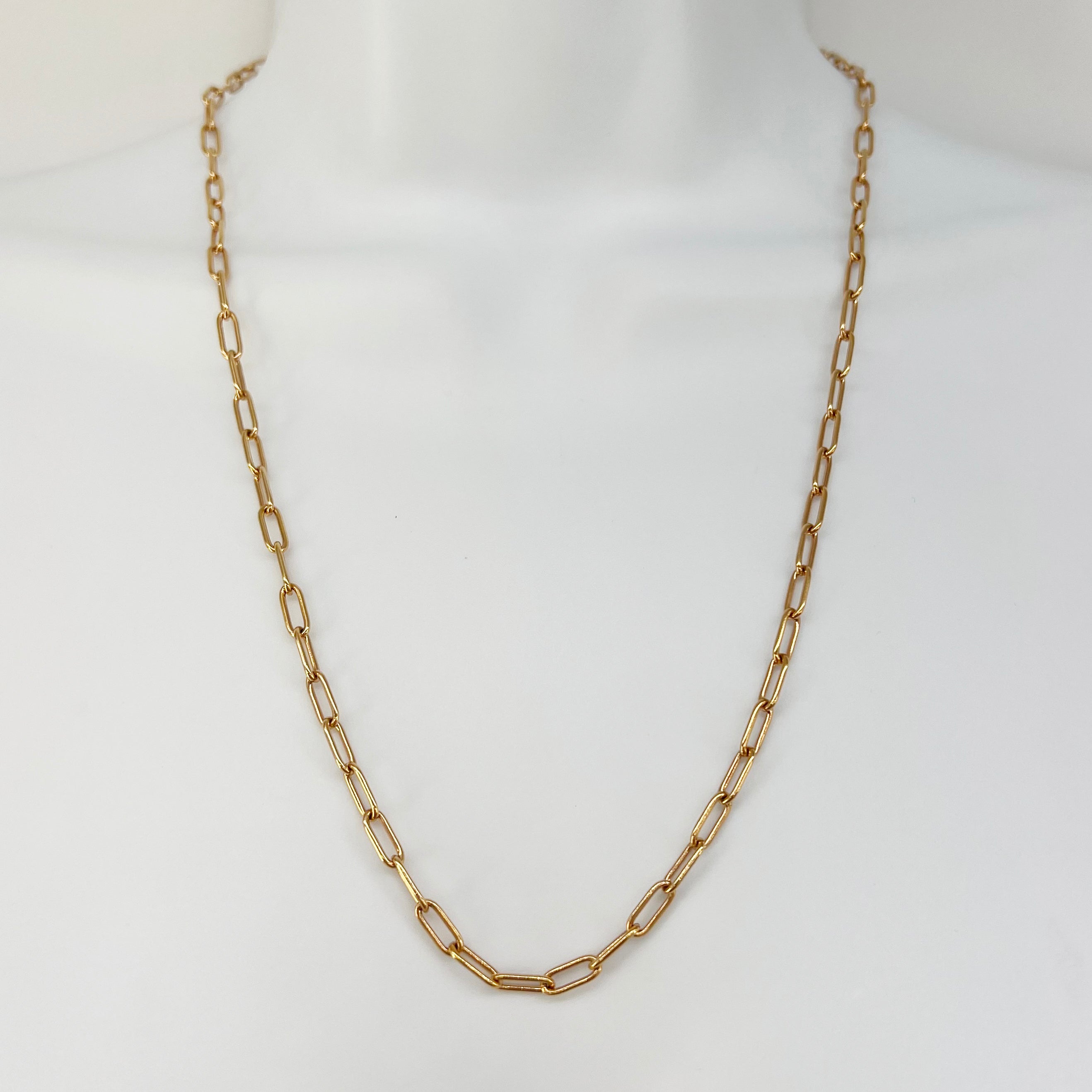14K Solid Rose Gold Open Link Chain Necklace 10.25" [14K Solid Gold ]