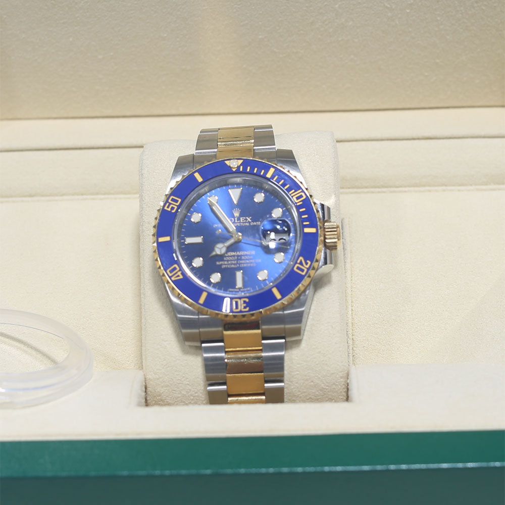 롤렉스 스테인리스 스틸 18K 옐로우 골드 Submariner Date 블루