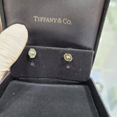 Tiffany & Co. Silver Platinum Rose-cut Diamond Garden Flower Pierced Earrings
