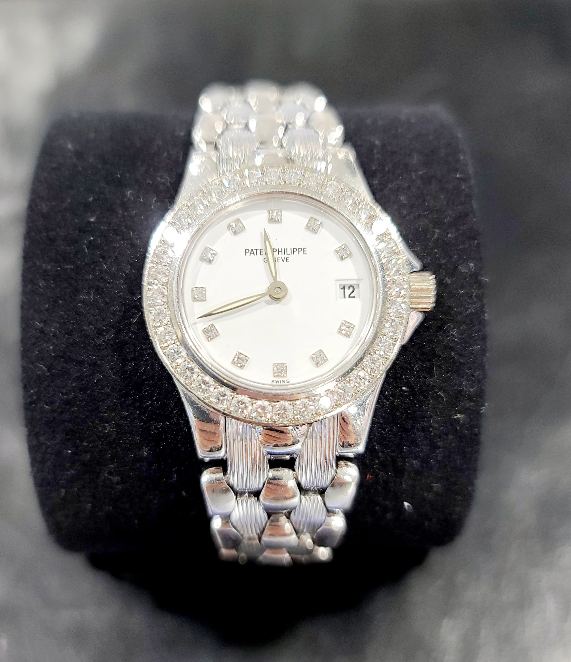 파텍필립 넵튠 화이트 골드 다이아몬드 여성용 시계 4881