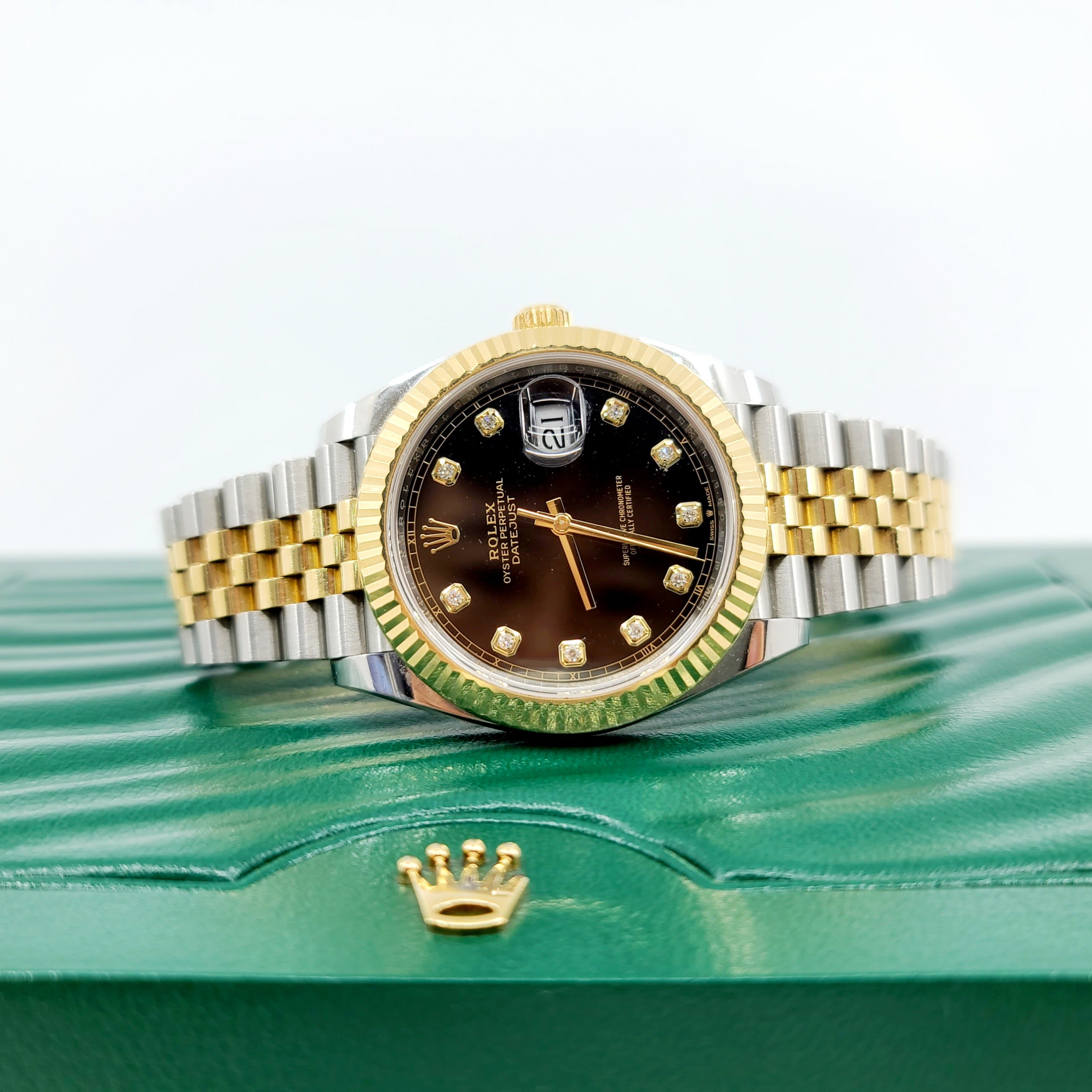 2020 Year Rolex Datejust 41 Jubliee Stainless Steel and Yellow Gold Black Diamond Dial Watch Model 126333 Rolex official price $14,850 + tax