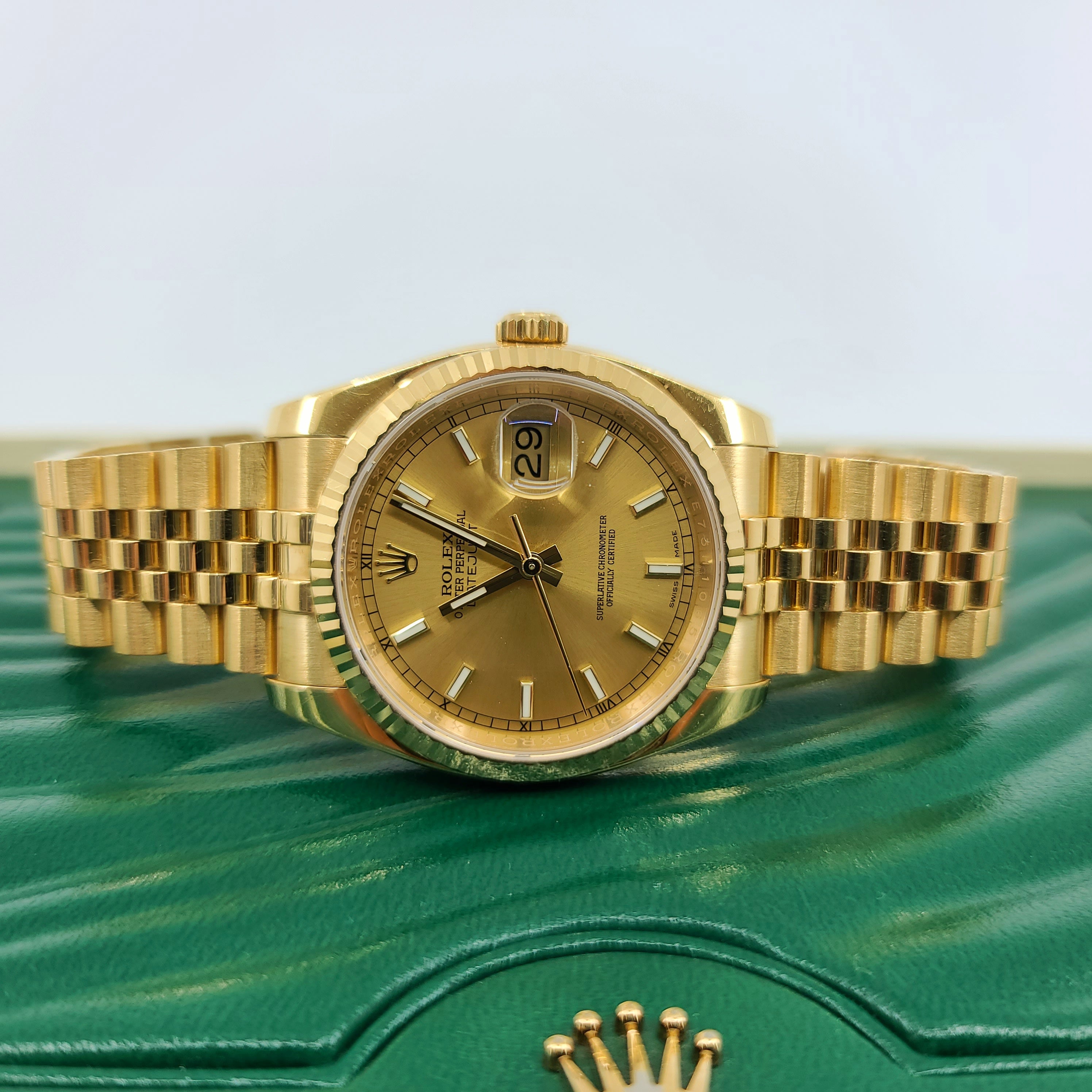 2015 Year Rolex 116238 Datejust 36 Solid Gold Fluted Bezel rolex official price $29,050.00 + tax