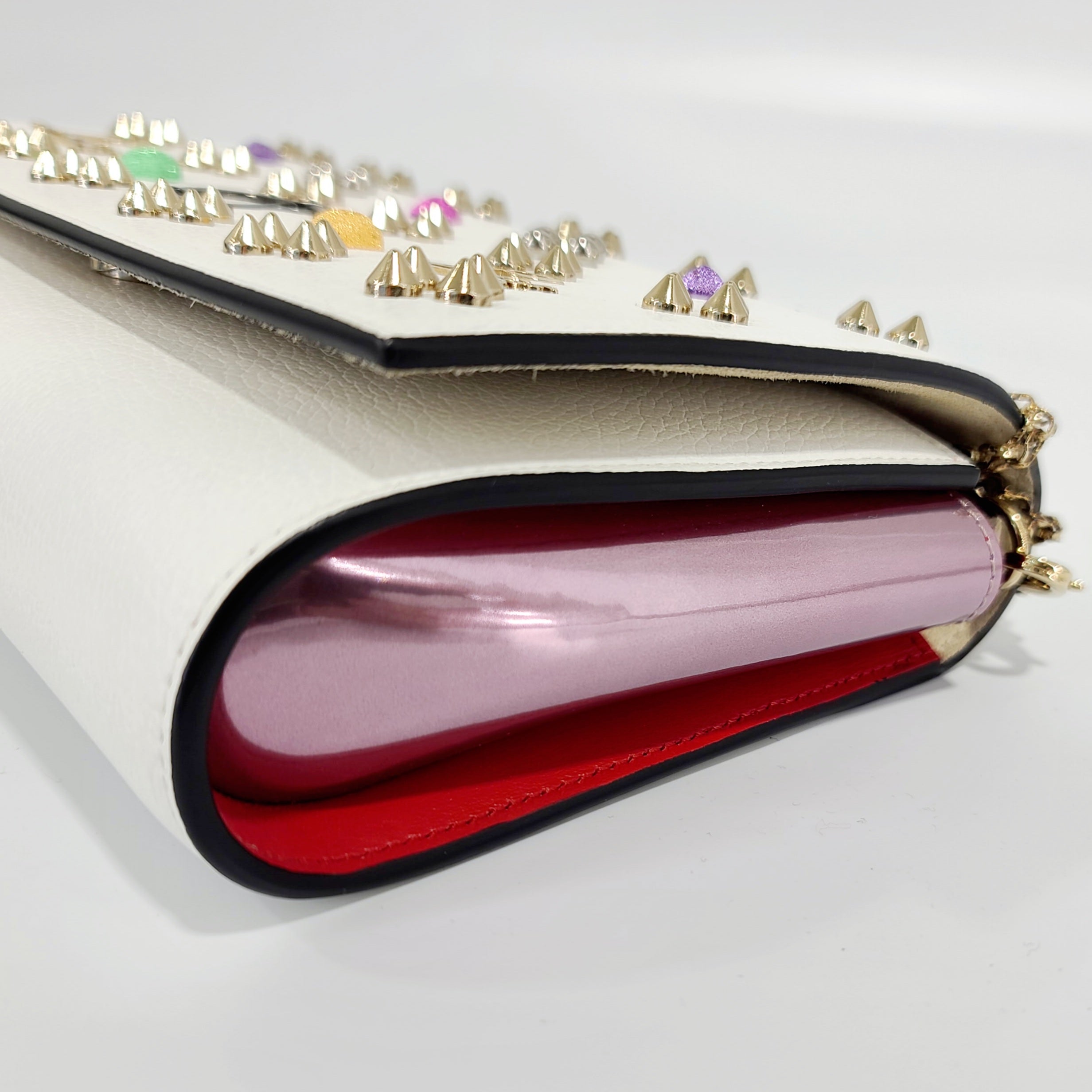 Christian Louboutin Paloma Spike-embellished Leather Clutch in Red