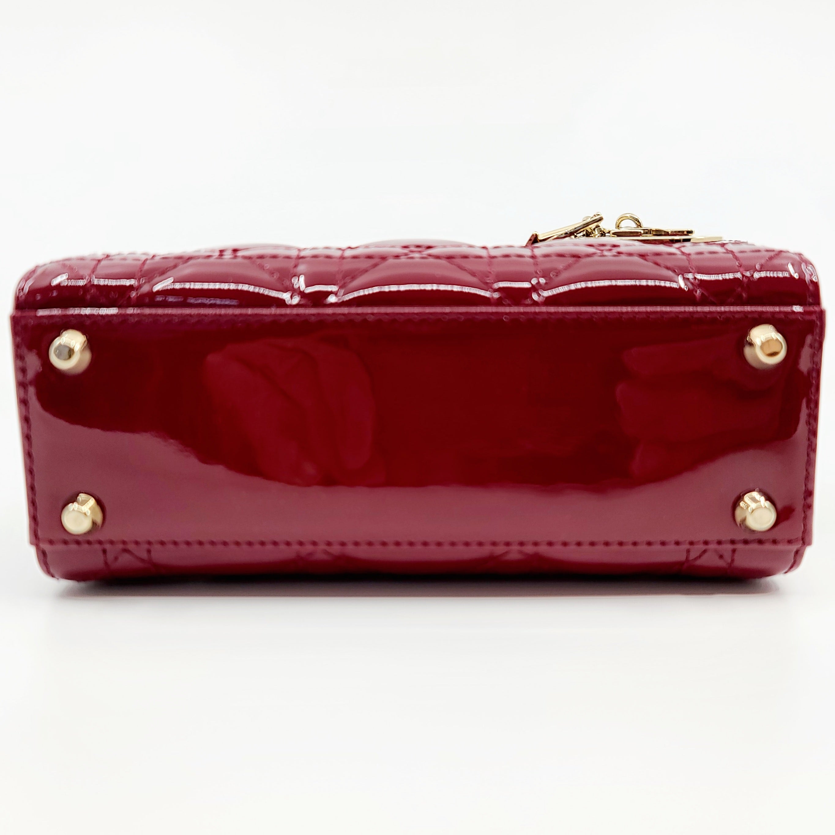 Brand New MINI LADY DIOR BAG Cherry Red Patent Cannage Calfskin Reference: M0505OWCB_M323 Dior Price $4,900.00+tax