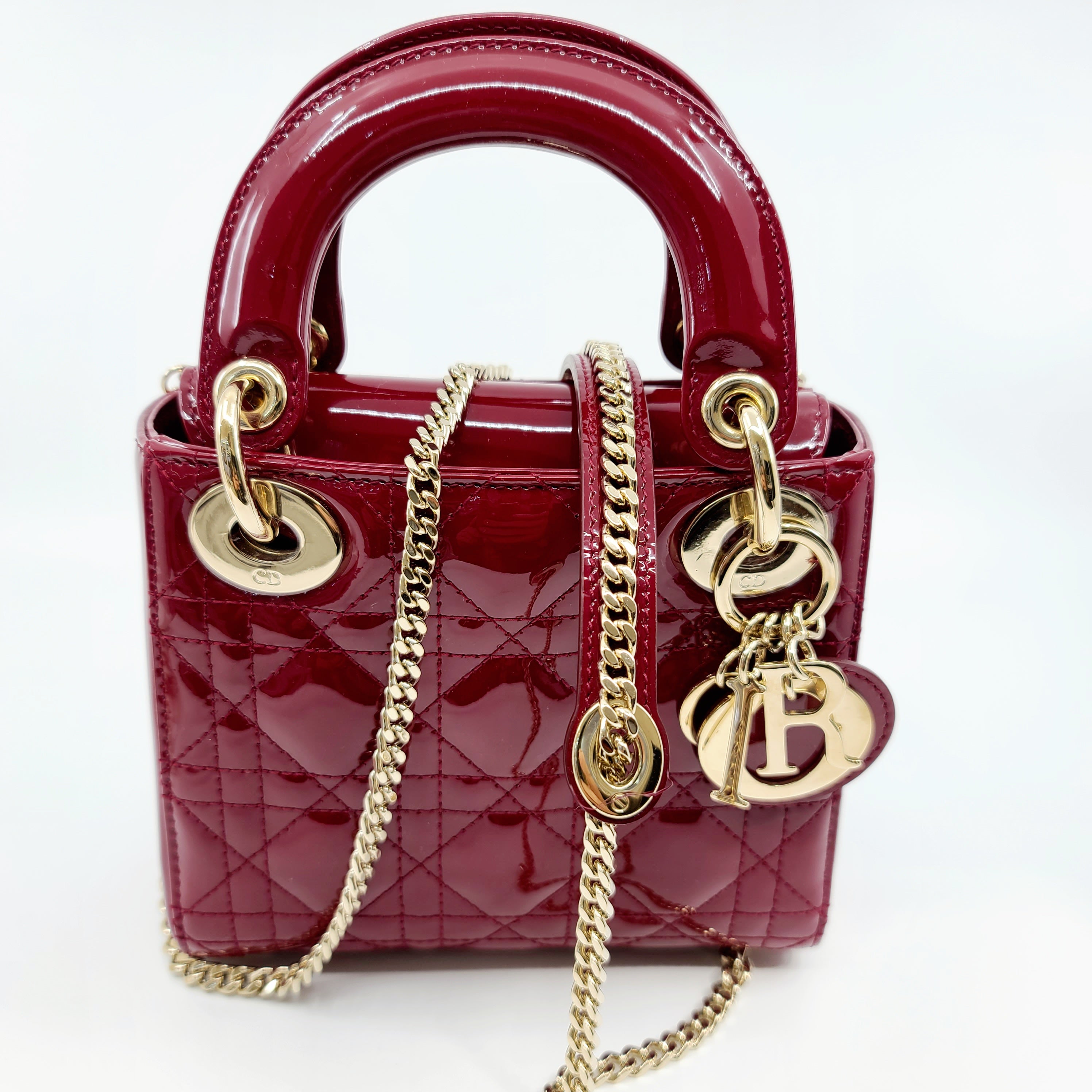 Brand New MINI LADY DIOR BAG Cherry Red Patent Cannage Calfskin Refere –