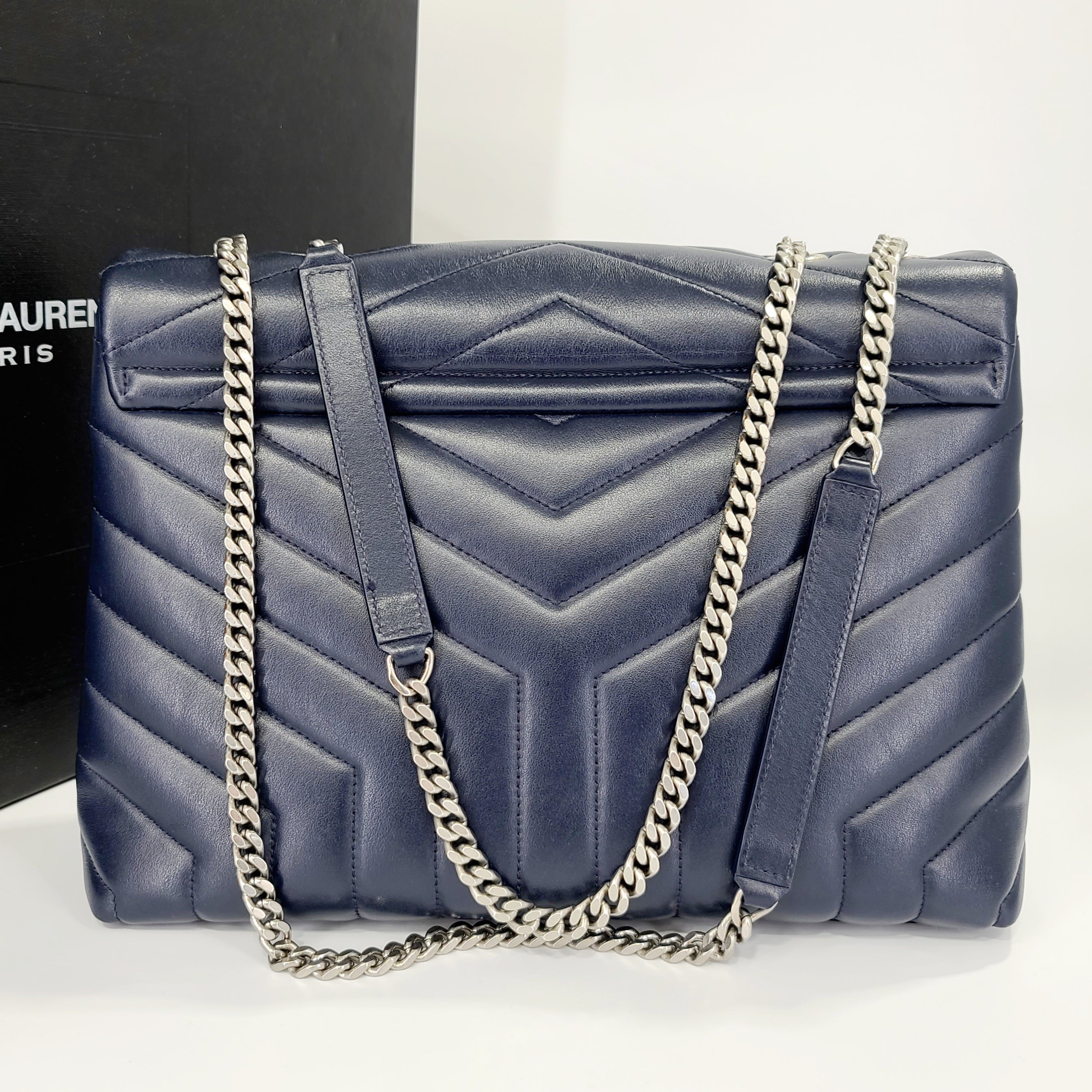 Saint Laurent Ysl Loulou Small Chain Bag in Grey