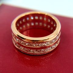 18k Pink gold Approx 4.5ct TW Princess Cut natural Diamonds Ring Size 8 Custom Order Price $6,000