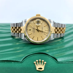 1990 Year ROLEX Datejust 16233 18k Gold & Steel Twotone Jubilee Band