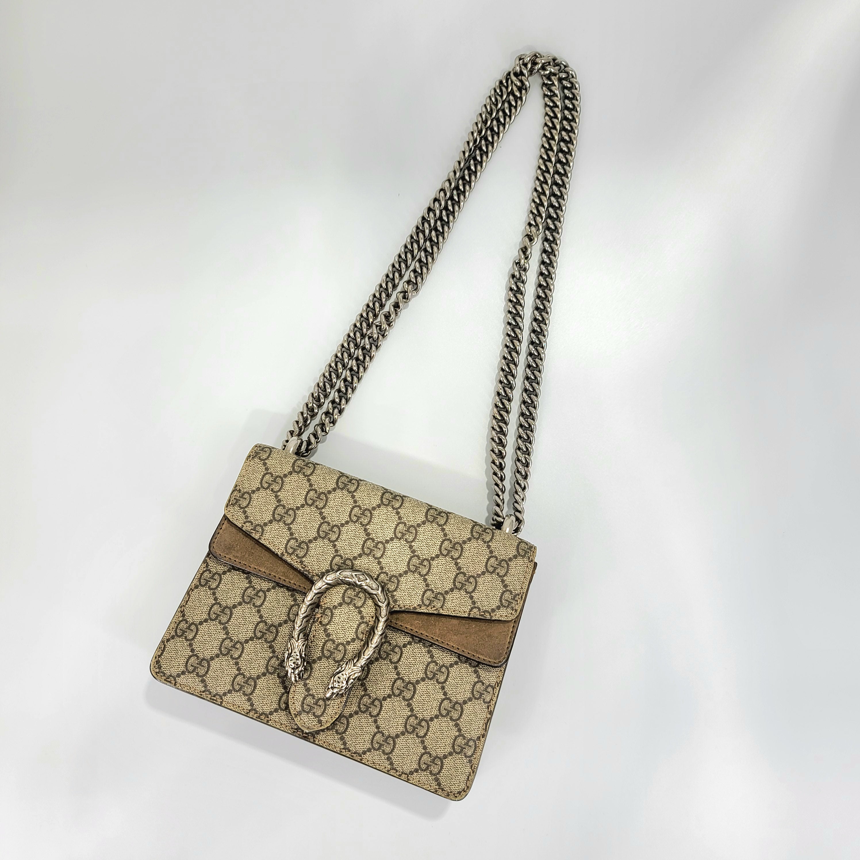 GUCCI Dionysus small printed coated-canvas and suede shoulder bag