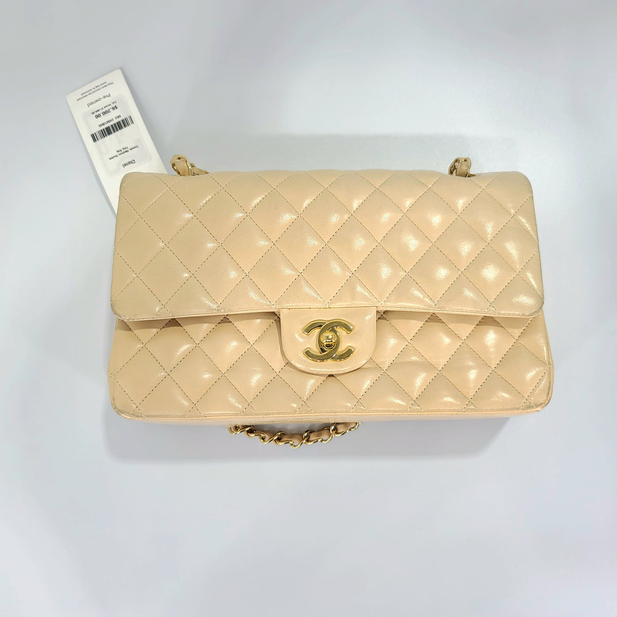 Chanel W Matrasse Flap Chain 25.5 Lambskin Beige Leather Shoulder Bag Gently used | 10.03"L x 5.9"W x 2.36"H