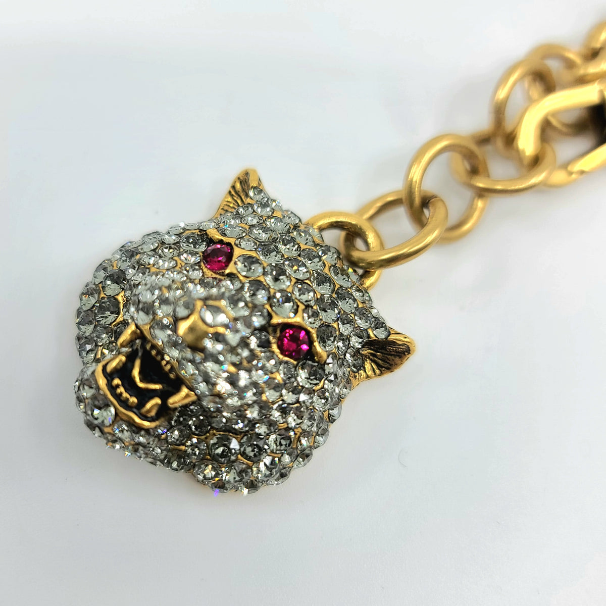 100% 정품 GUCCI STRASS 타이거 체인 벨트 목걸이