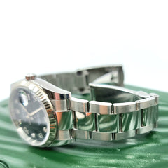 2016 Year ROLEX 115234 Oyster Perpetual Date 34 Automatic Black Dial Diamond (Black 5 Arabic Numerals 5 Diamonds