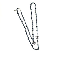 Chanel Black Cc Crystal Geo Bead Necklace