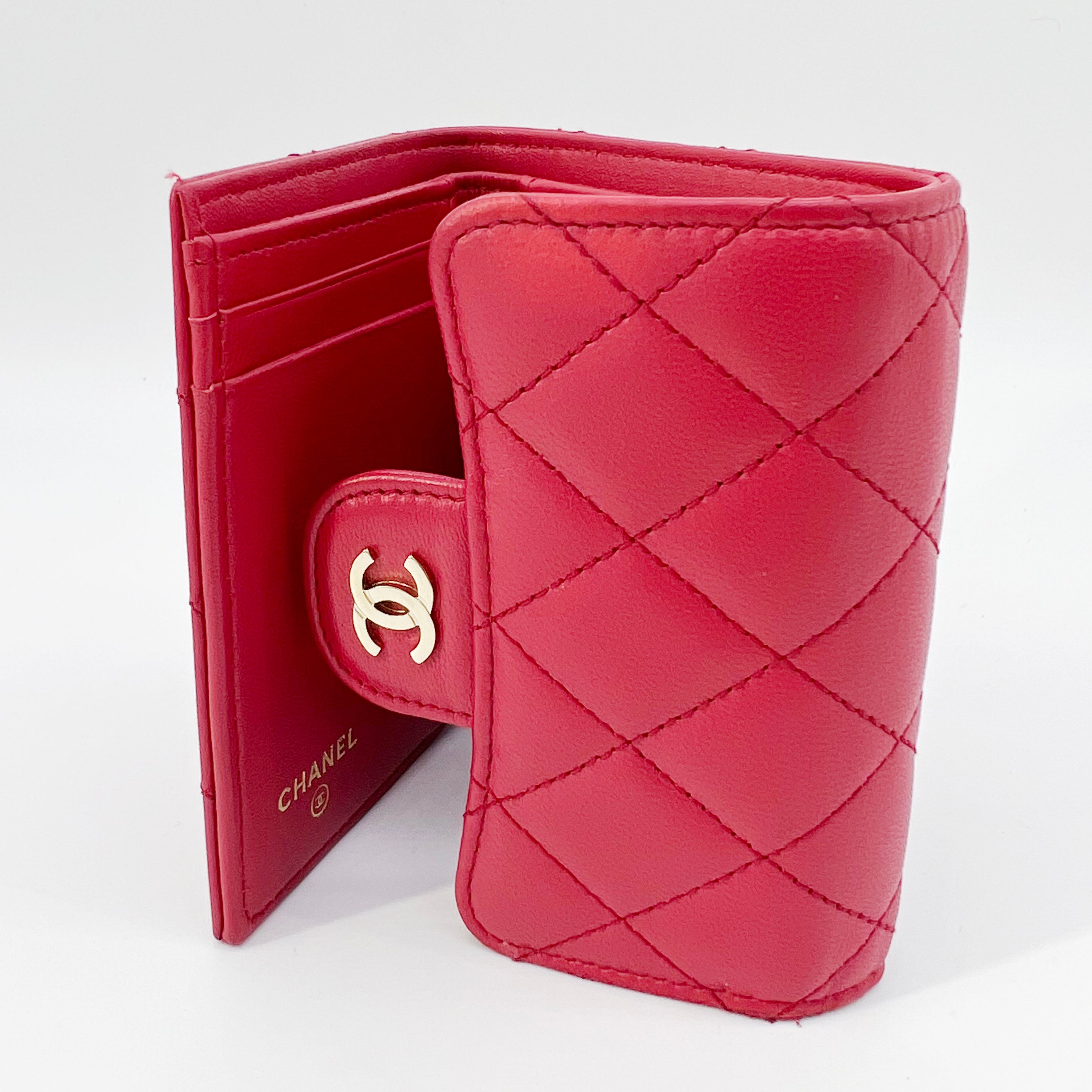 Chanel 20s Pink Small Trifold Wallet, Luxury, Bags & Wallets on